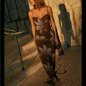 Zara Dark Brown Floral Dress